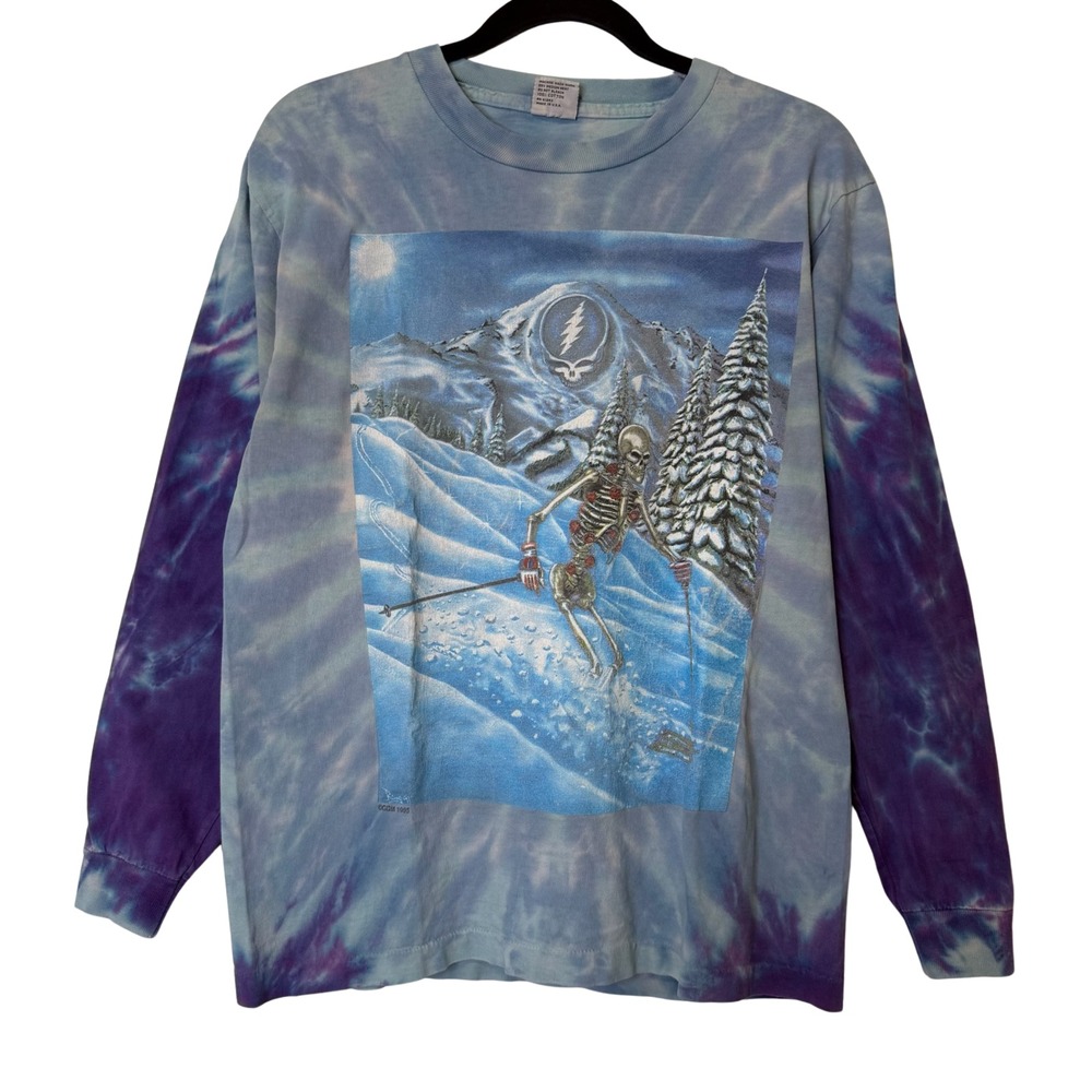Vintage 90's The Grateful Dead Skiing Steely Tie Dye TShirt Size M Long Sleeve